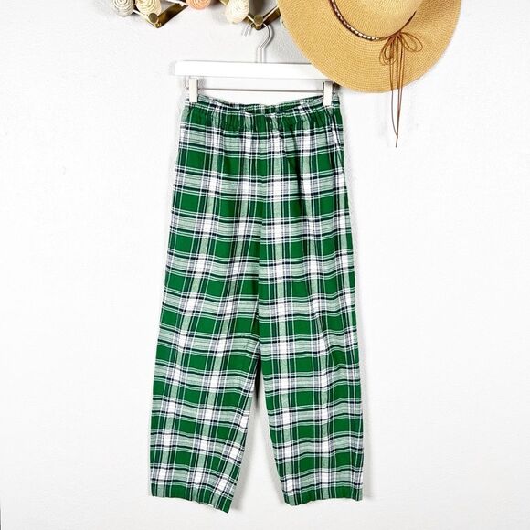 Eberjey Flannel Long PJ Pajama Set Green Tartan Plaid Cotton Womens Size Small - Picture 8 of 13